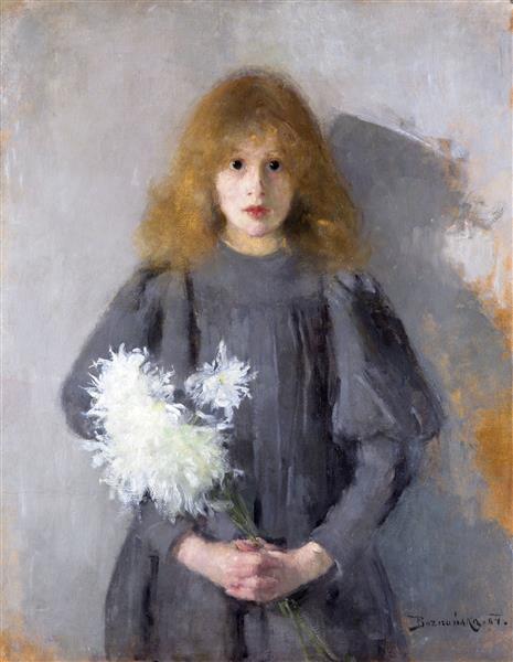 Girl with Chrysanthemums, 1894 - Olga Boznańska - WikiArt.org