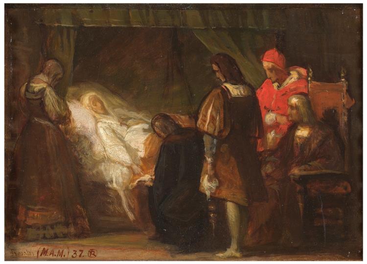 Preparatory sketch for The will of Isabella the Catholic, 1863 - Эдуардо Росалес