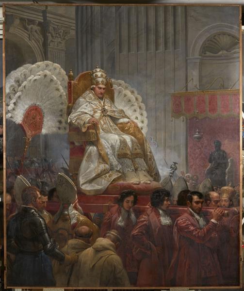 Pius VIII carried into St. Peter's Basilica in Rome, 1829, 1829 - Horace Vernet