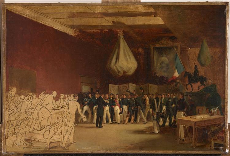 Casimir Périer offering the lieutenant generalship of the kingdom to Louis-Philippe, Duke of Orléans, at the Hôtel de Ville in Paris, July 31, 1830, 1832 - Орас Верне