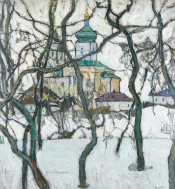 Зимова сцена з церквою, 1911 - Абрам Маневич