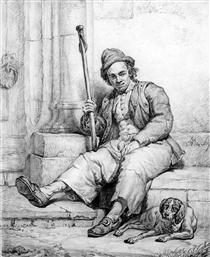 Sitting man with dog - Abraham van Strij