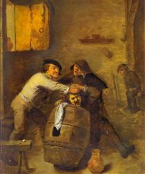 Peasants Quarrelling in an Interior - Адриан Браувер