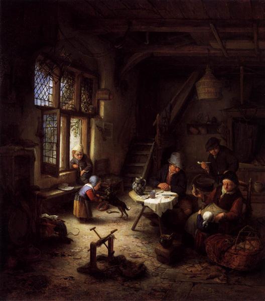 Peasant Family in a Cottage Interior, 1661 - Адриан ван Остаде