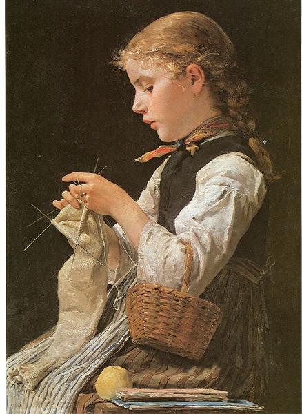 Knitting girl, 1884 - Albrecht Anker