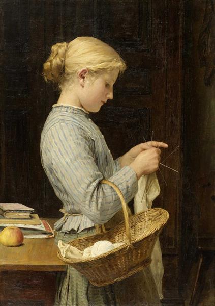 Knitting girl, 1888 - Albrecht Anker