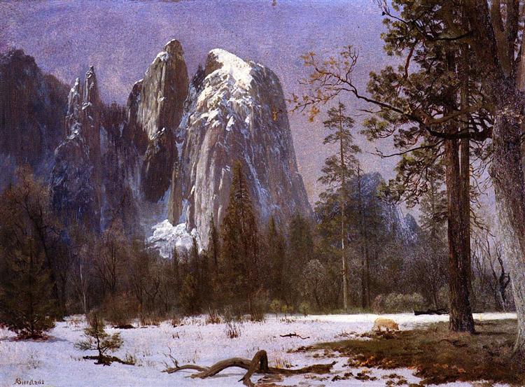 Cathedral Rocks, Yosemite Valley, Winter - Альберт Бірштадт