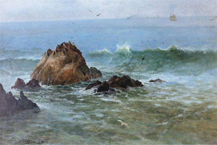 Seal Rocks on Pacific Coast, California - Альберт Бирштадт