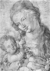 Madonna and child in half length - Albrecht Dürer