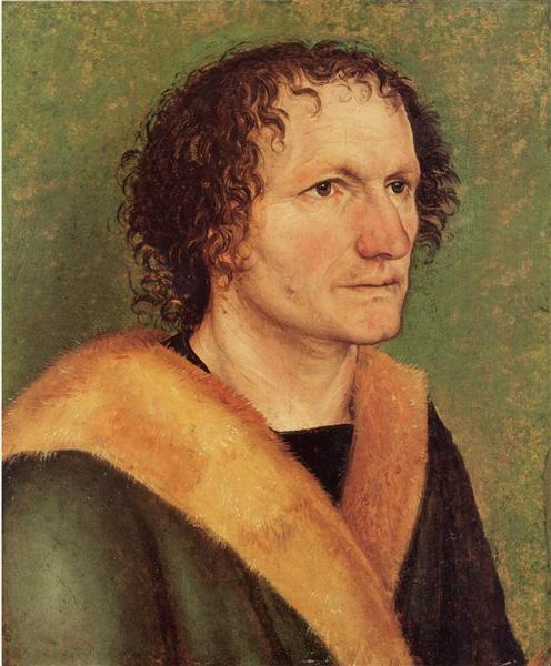 Male portrait before green base, c.1497 - 杜勒