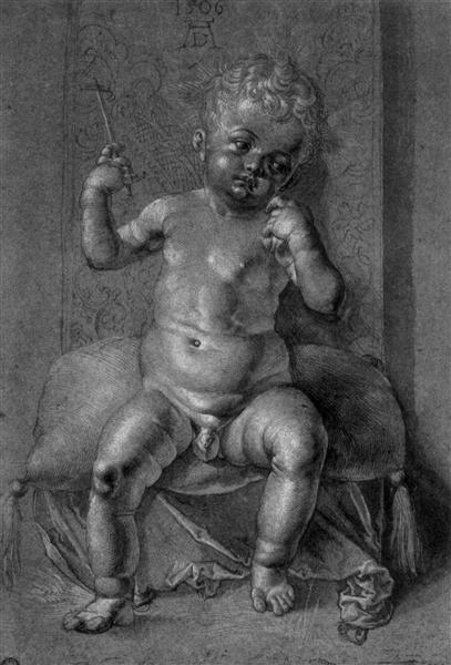 Сидящий обнаженный ребенок, 1506 - Альбрехт Дюрер