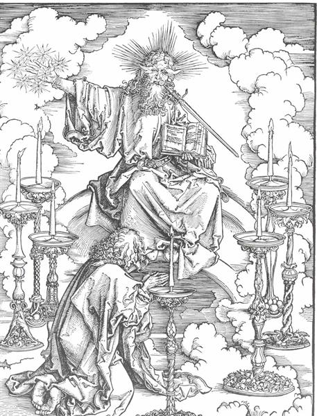 Видение Св. Иоанна (Христос и семь подсвечников), 1497 - 1498 - Альбрехт Дюрер
