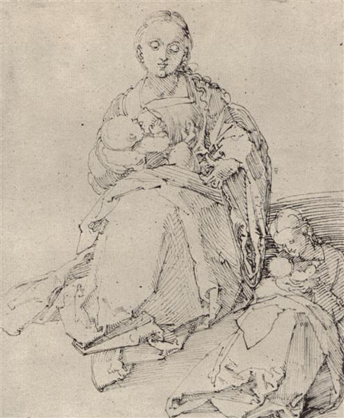 Study sheet with Mary and Child, c.1520 - c.1525 - Albrecht Durer
