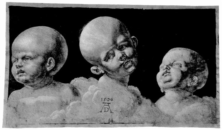 Three children's heads, 1506 - Alberto Durero