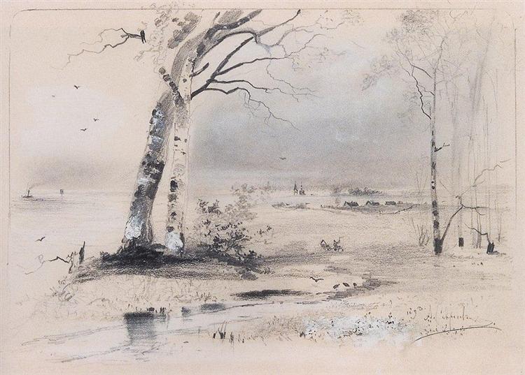Early spring. Birches by the river, 1893 - Aleksey Savrasov