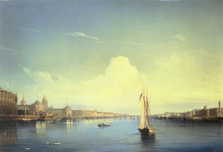 Петербург при заходе солнца, 1850 - Алексей Боголюбов