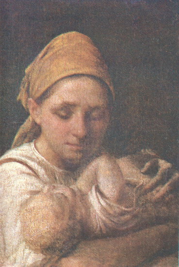A Peasant Woman with a Child - Alexei Gawrilowitsch Wenezianow