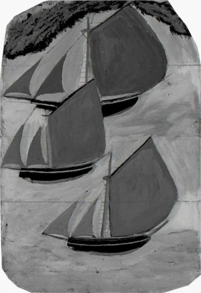 Three Grey-Sailed Ships - Alfred Wallis
