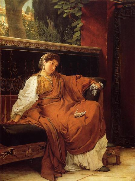Лесбия, плачущая по воробью, 1866 - Лоуренс Альма-Тадема