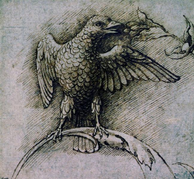 Bird on a branch, 1485 - Andrea Mantegna
