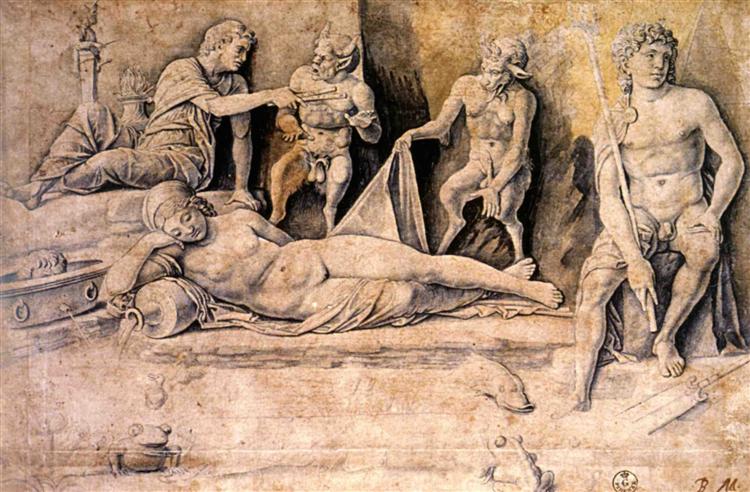 Mythological Scene, Metamorphoses of Amymone, 1500 - 安德烈亞‧曼特尼亞