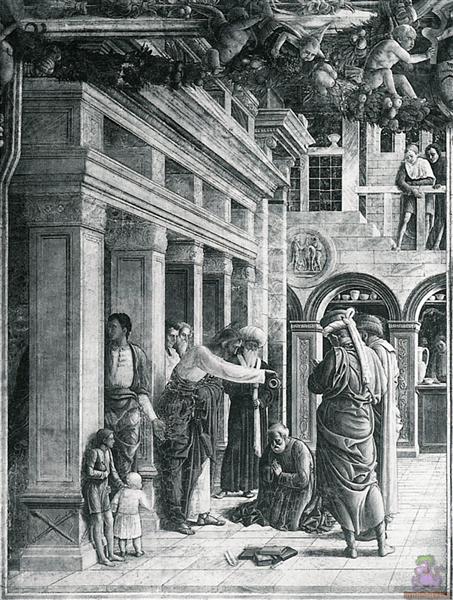 Святий Яків хрестить Гермогена (Сцени з життя святого Якова), 1448 - 1457 - Андреа Мантенья