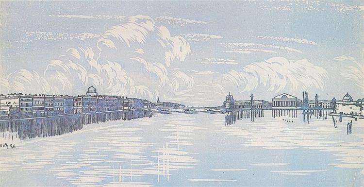 Leningrad. View from Trinity Bridge., 1926 - Anna Ostroumova-Lebedeva