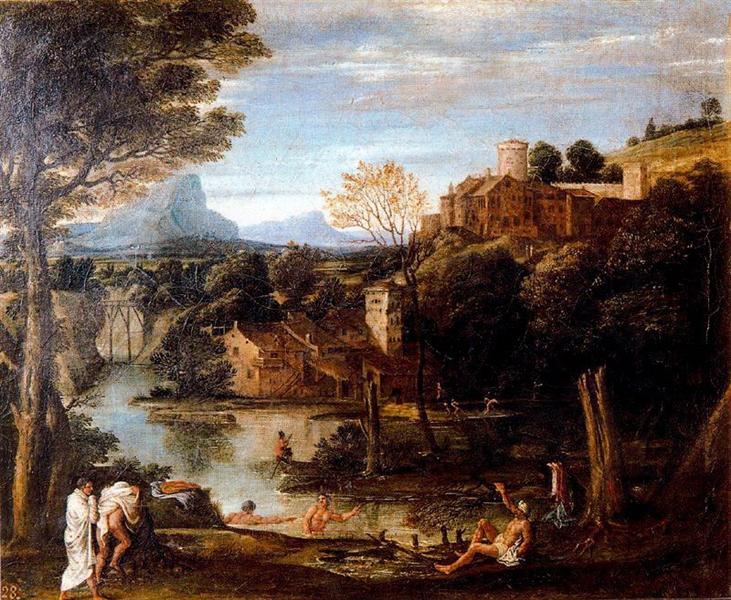 Landscape with bathers - Annibale Carracci