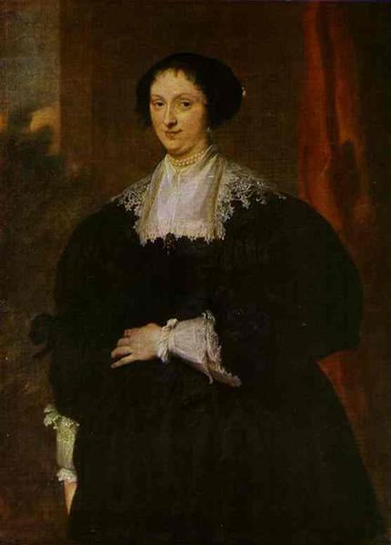 Portrait of a Lady Dressed in Black, Before a Red Curtain, c.1630 - Антоніс ван Дейк
