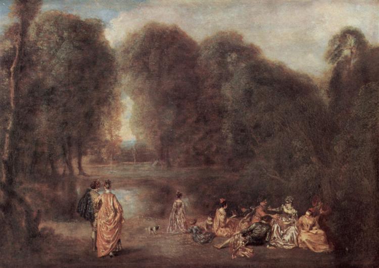 Gathering in the Park, c.1717 - Антуан Ватто