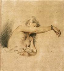 Nude with Right Arm Raised - Antoine Watteau