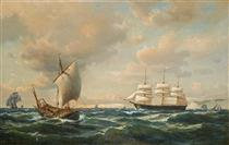 Sailing off the English coast - Anton Melbye