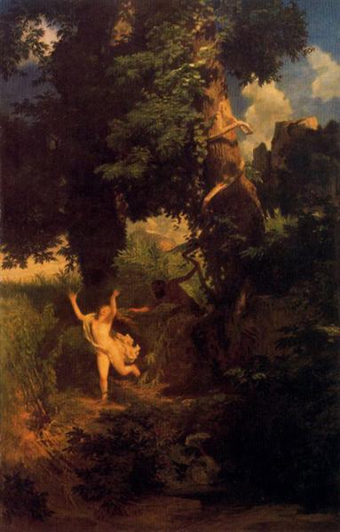 Syrinx fleeing from the onslaught of Pan - Arnold Böcklin