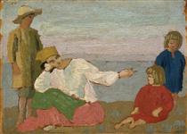 Dorelia and the Children at Martigues - Augustus Edwin John