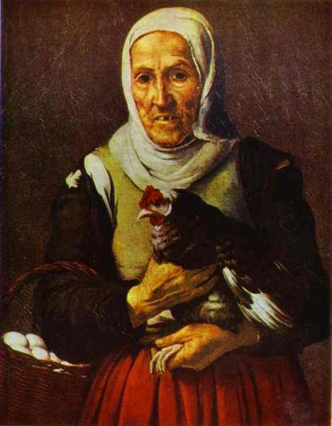 Old Woman with a Hen - Bartolome Esteban Murillo