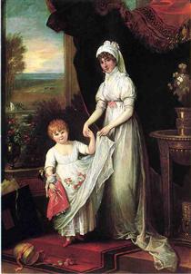 Mrs. Thomas Keyes and Her Daughter - Бенджамин Уэст
