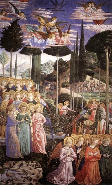 Angels Worshipping (detail), 1459 - 1461 - Беноццо Гоццолі