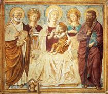 Tabernacle of the Madonna delle Tosse: Maria lactans (detail) - Беноццо Гоццолі