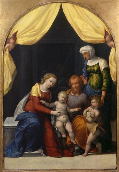 Holy Family with the Infant Saint John and Saint Elizabeth, 1520 - Бенвенуто Тізі