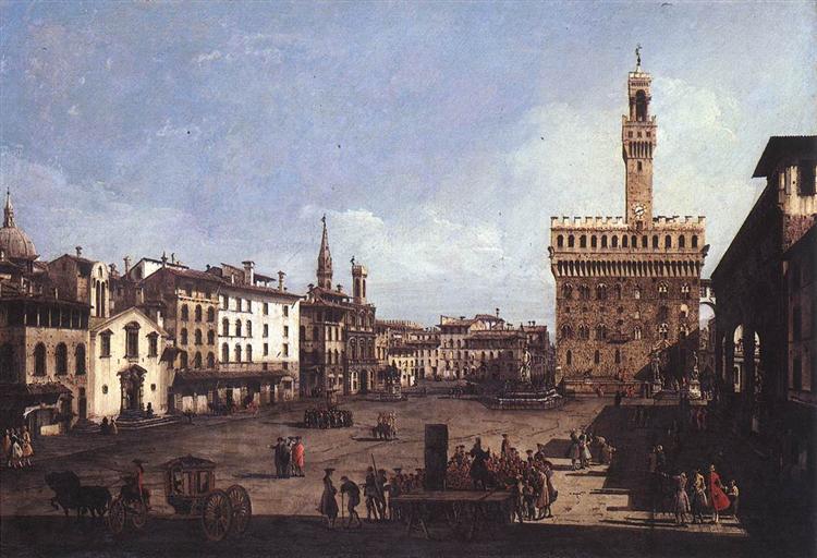 The Piazza della Signoria in Florence, c.1742 - Bernardo Bellotto