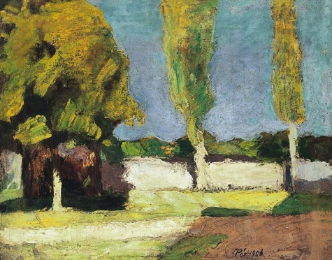 Landscape in the Alföld with Young Men, 1906 - Bertalan Pór