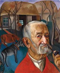 A Man with a Pipe - Borís Grigóriev