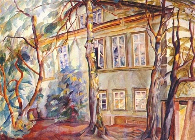 House under the trees - Boris Dmitrijewitsch Grigorjew