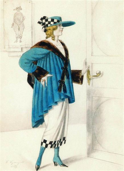 Эскиз женского костюма, 1923 - Борис Кустодиев