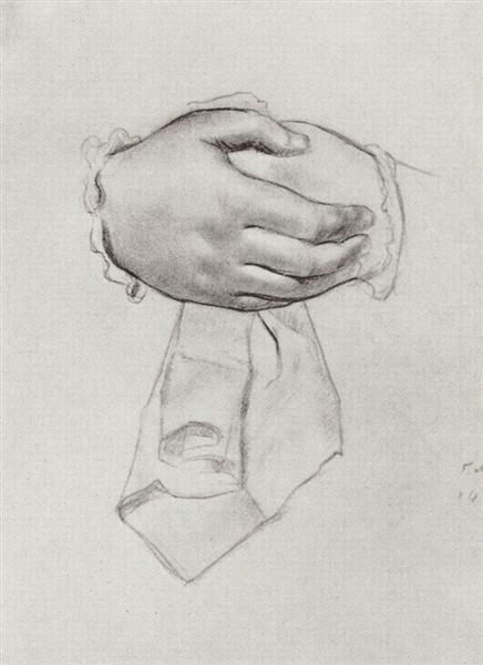 Drawing hand to the picture Merchant's wife, 1914 - 1915 - Boris Michailowitsch Kustodijew