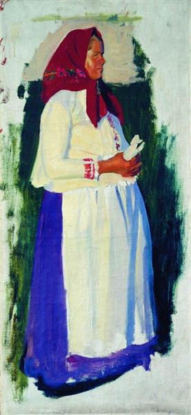 Etude of peasant for unpreserved picture From Church, 1903 - 1905 - Boris Koustodiev