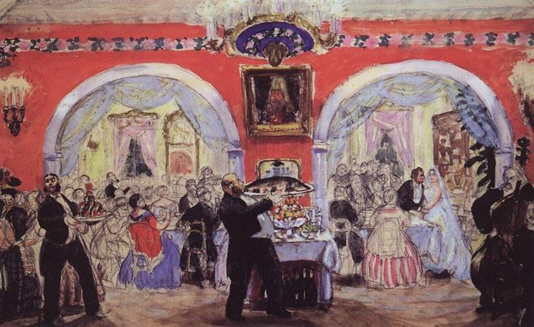 Merchant wedding, 1917 - Boris Michailowitsch Kustodijew