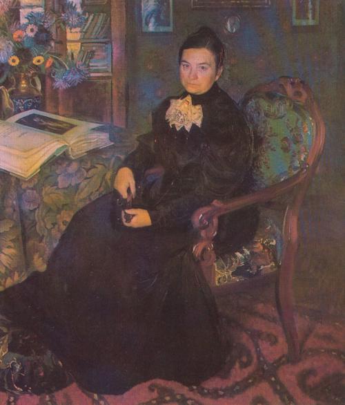 Portrait of E.Kustodieva, Artist's Mother - Boris Michailowitsch Kustodijew