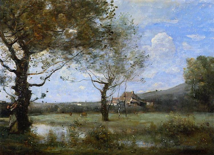 Луг с двумя большими деревьями, 1865 - 1870 - Камиль Коро