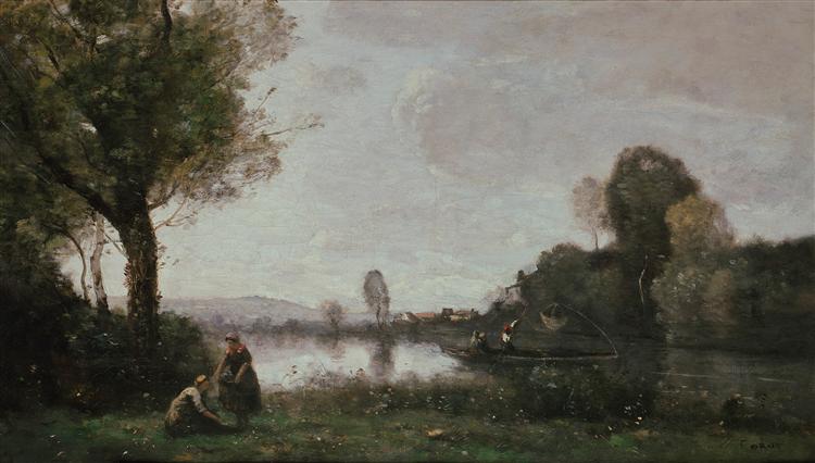Пейзаж на Сене близ Шато, 1855 - Камиль Коро